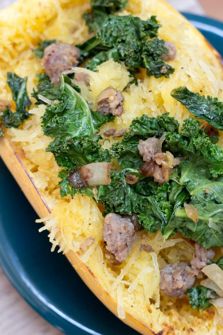 Spaghetti Squash with Sausage and Kale