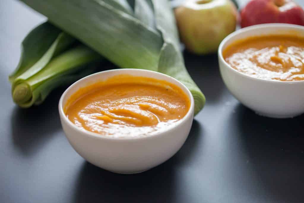 This butternut squash and apple soup is the perfect fall comfort food