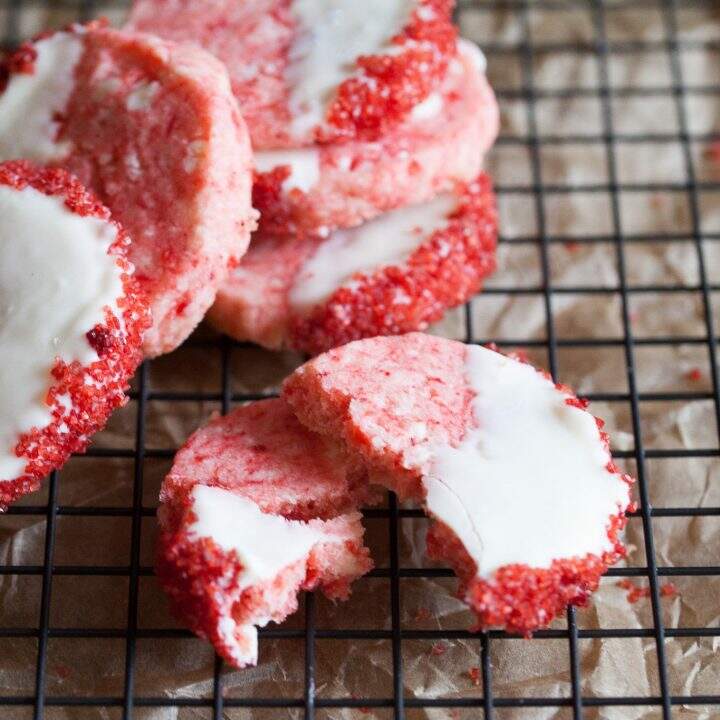 White Chocolate Cherry Shortbread Cookies