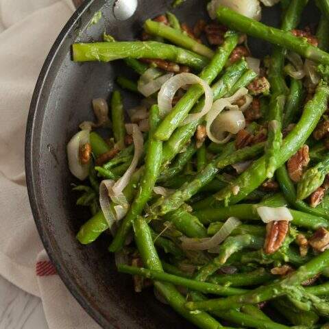 Skillet Asparagus with Pecans Horizontal