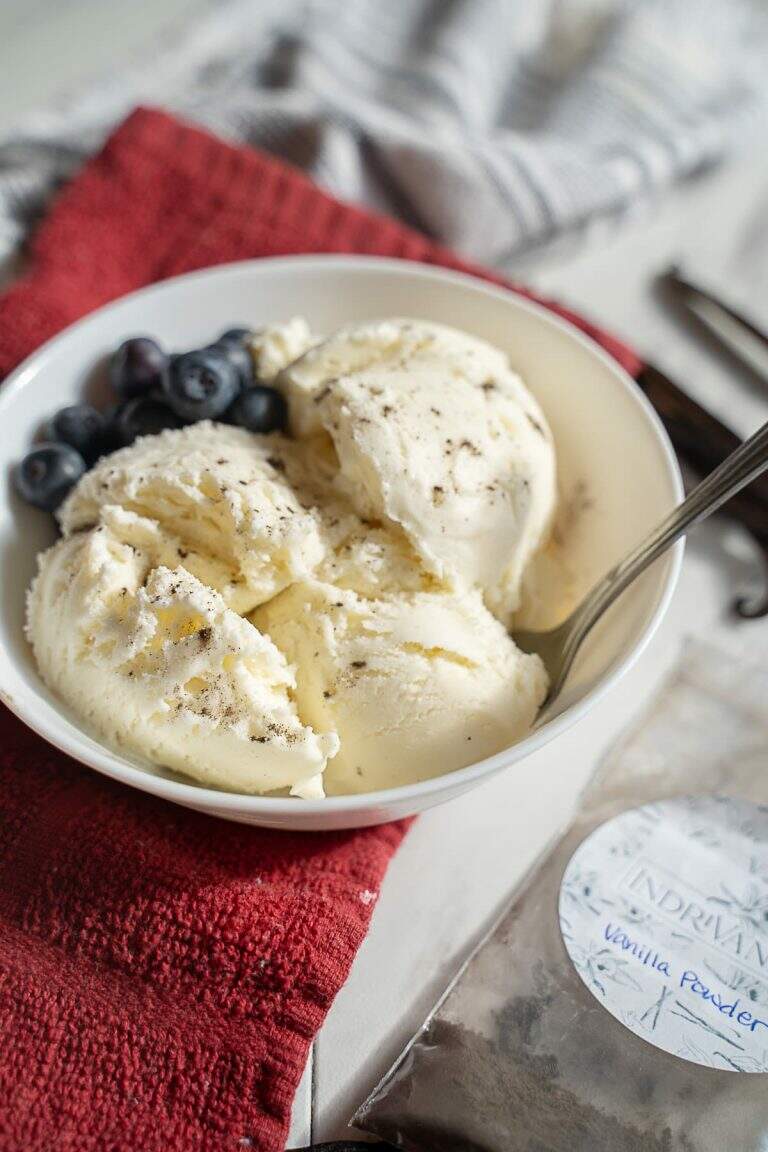 Homemade salted vanilla bean ice cream